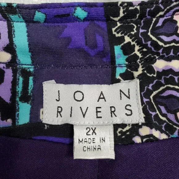 Joan Rivers Size 2X Jacket Collarless Open Floral Lace Trim Jersey Knit Lined - Picture 8 of 10